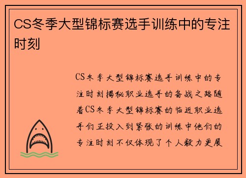 CS冬季大型锦标赛选手训练中的专注时刻