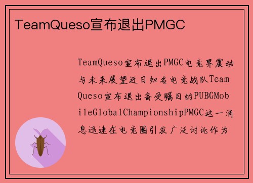 TeamQueso宣布退出PMGC