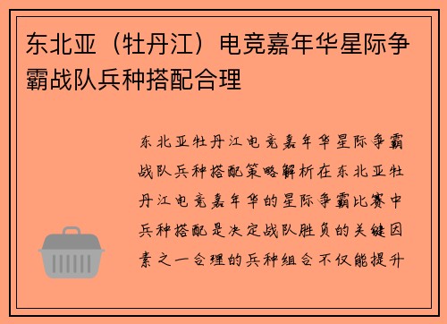 东北亚（牡丹江）电竞嘉年华星际争霸战队兵种搭配合理